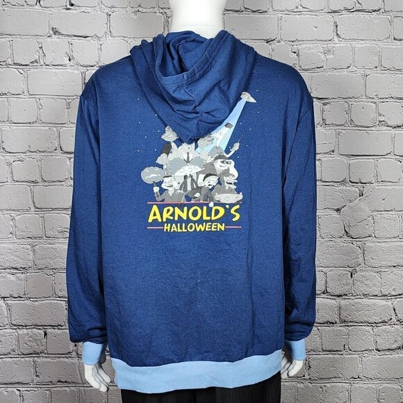Nickelodeon Hey Arnold Halloween Blue Hoodie, Men's 2XL - Picture 3 of 13